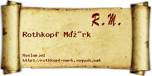 Rothkopf Márk névjegykártya